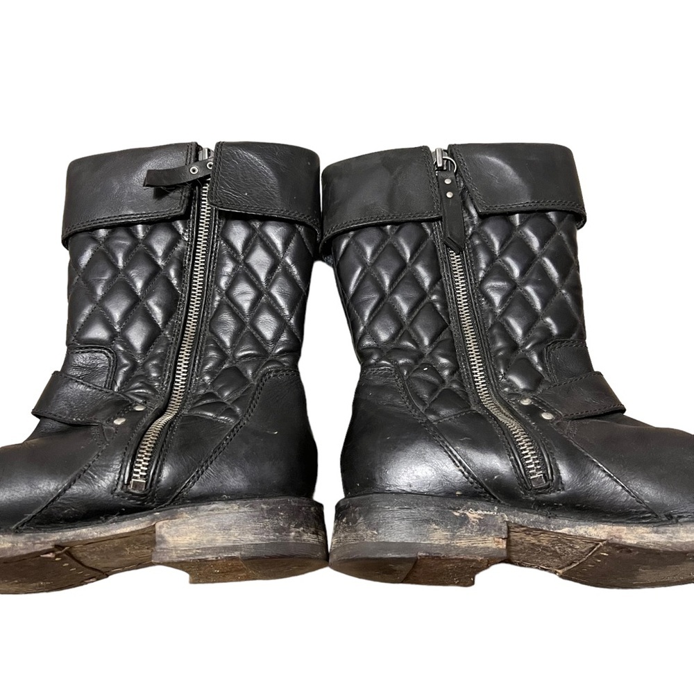 Ugg Australia Womens Black Conor Moto Boots size 6.5 Leather Side Zip 1001832 - Picture 8 of 11